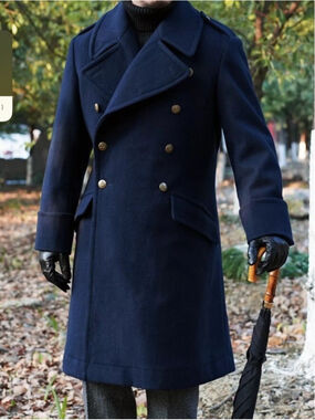 Annual Ring 1940s 100% Wool Navy Military Coat British Royal Air Force XL